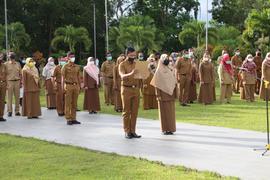 Khazanah Arsip Sekretariat Berupa Dokumentasi (Foto) Tahun 2021 tentang Apel Kebiasaan Baru