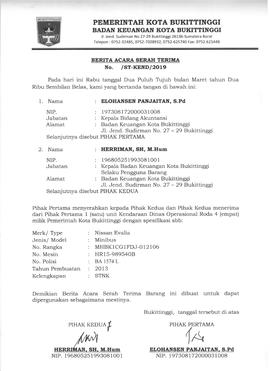Berita Acara Serah terima kendaraan BA 1574 L