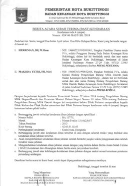 Berita Acara Serah terima kendaraan BA 1517 L