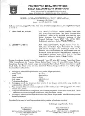 Berita Acara Serah terima kendaraan BA 3334 L