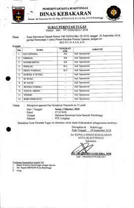 26. Surat Tugas Mengikuti Hari Kesaktian Pancasila untuk anggota operasional