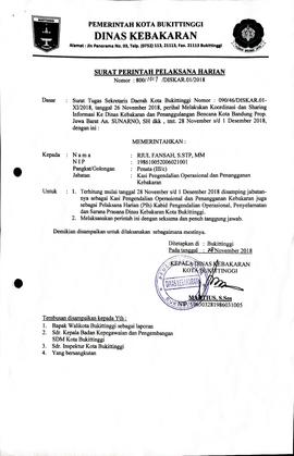 30. Surat Tugas sebagai Pelaksana Harian kabid Dal-Ops An. Ril Fansah, S. STP, MM