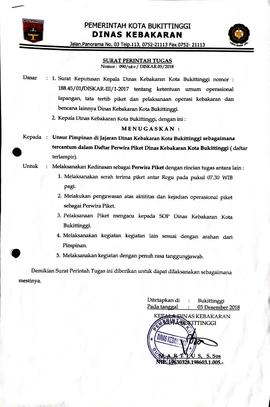 38. a.  Surat Tugas melaksanakan kedinasan sebagai perwira piket