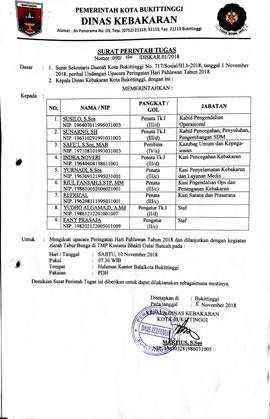 33. Surat Tugas Mengikuti upacara peringatan hari pahawan untuk staf sekretariat