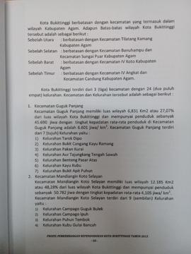 Khazanah arsip  halaman 2  dari BAB II. Gambaran Umum Kota Bukittinggi, disertai penjelasan pembagian Kecamatan dan Kelurahan.