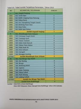 Khazanah arsip  halaman ke 31  dari BAB III, Tabel 10 ; Tabel Jumlah terjadinya perceraian, Tahun...