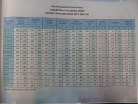 Rekapitulasi Kependudukan Berdasarkan Kelompok Umur, Kecamatan Mandiangin Koto Selayan