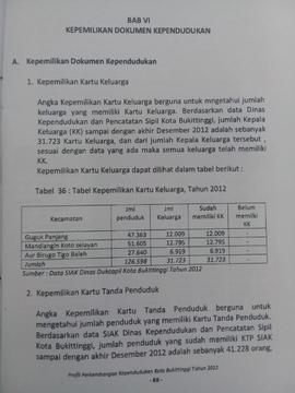 Khazanah  arsip  halaman 1 BAB VI, Kepemilikan Dokumen Kependudukan.