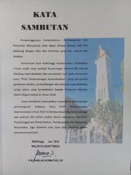 Khazanah arsip Kata Sambutan Oleh Walikota Bukittinggi.