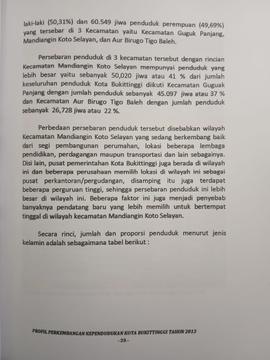 Khazanah arsip  halaman Tiga  dari BAB III, kelanjutan dari kutipan Jumlah dan Proporsi Penduduk menurut jenis Kelamin per-Kecamatan per-Kelurahan.