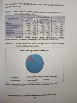 Khazanah arsip  halaman ke 43  dari BAB III, Tabel 17 : Tabel Distribusi Kepala Keluarga menurut  Status Bekerja dan Jenis kelamin,Tahun 2013.