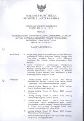 Khazanah Arsip SK Tim Monev Dana Kapitasi di Faskes Tk Pertama Milik Pemerintah 2018 (lembar 1)