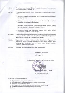 Khazanah Arsip Keputusan Kepala Dinas Kesehatan Kota Bukittinggi tentang Pembentukan Tim PMK-AB T...