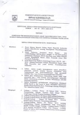 Khazanah Arsip Keputusan Kepala Dinas Kesehatan Kota Bukittinggi tentang Non IPWL tahun 2015 (Lem...