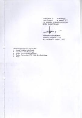 Khazanah Arsip Keputusan Kepala Dinas Kesehatan Kota Bukittinggi tentang SPM Bidang Kesehatan Tah...