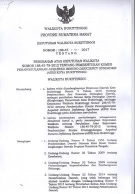 Khazanah Arsip Keputusan Walikota Bukittinggi tentang Perubahan Keputusan Walikota Pembentukan KP...