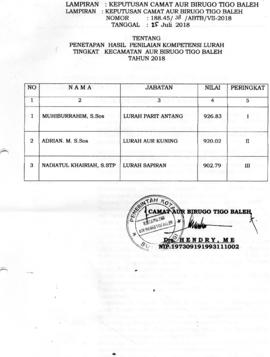 SK Pemenang Kompetensi Lurah Tahun 2018