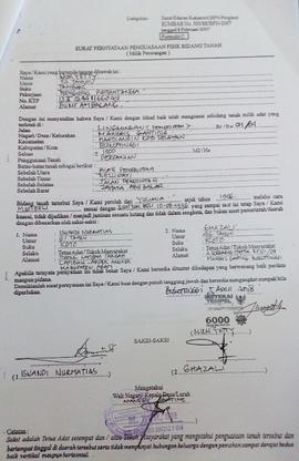 Surat Pernyataan Penguasaan Fisik Bidang Tanah (Milik Perorangan) a.n. Nuryetty